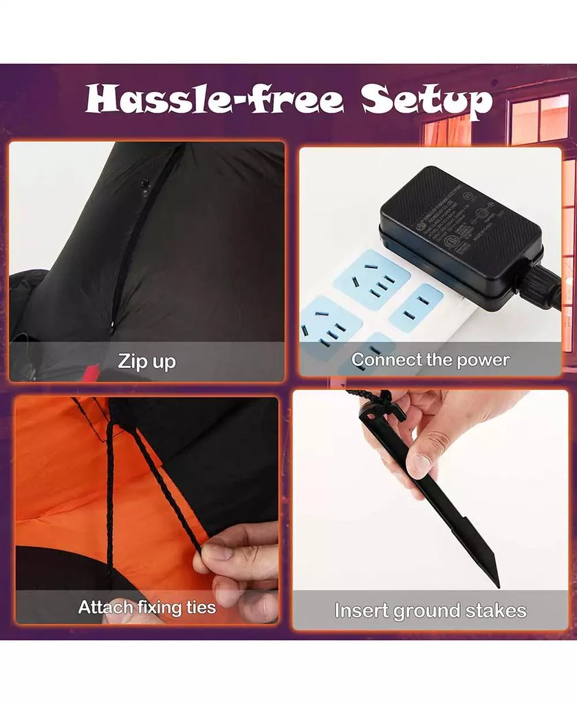 Costway 8 FT Inflatable Twin-Headed Dragon Decoration Giant Halloween Inflatables with 5 LED Lights 4 Flashing Lights 
2 Disco Lights 3