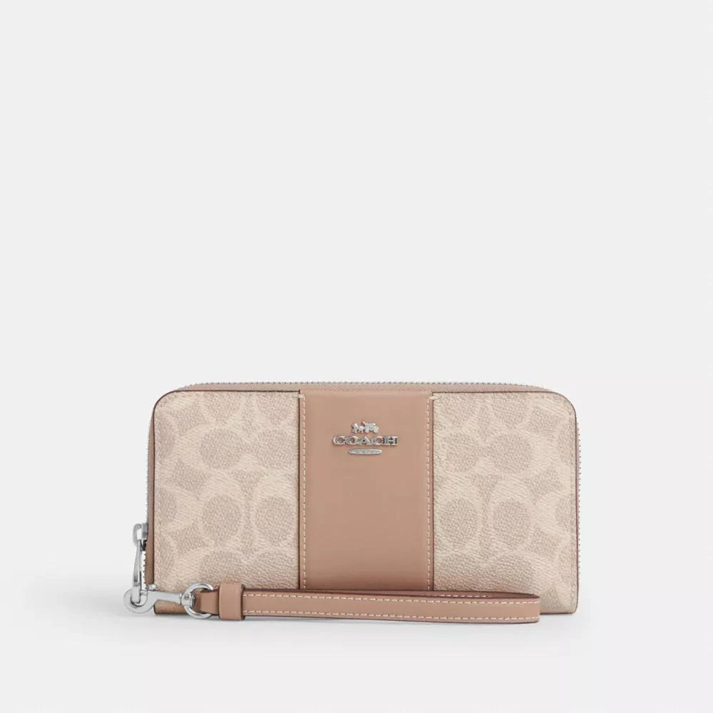 Coach Long Zip Around Wallet In Signature Canvas With Stripe 1