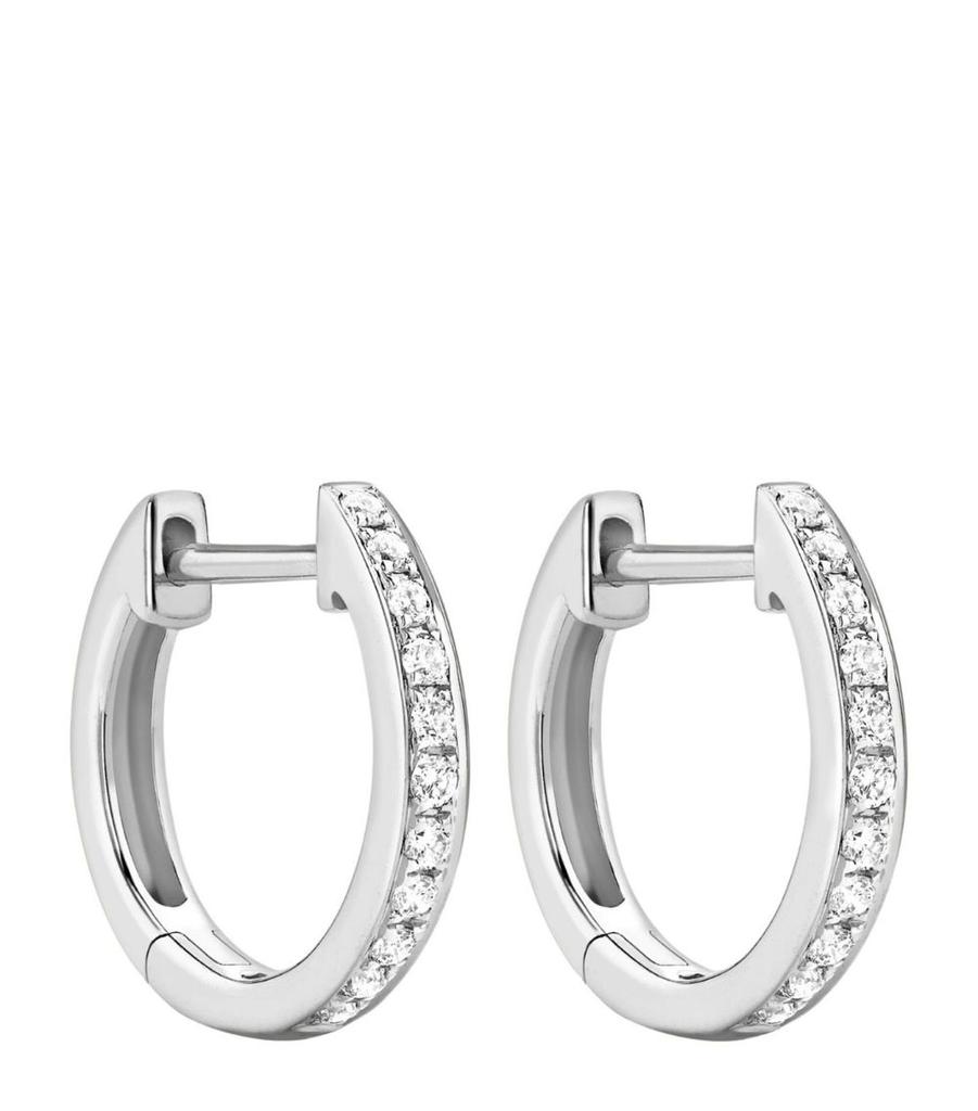 Kiki McDonough White Gold and Diamond Hoop Earrings