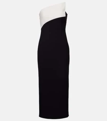 white christmas dresses Scallop Lace Insert Wool Cocktail Dress Black – Roland Mouret main image 1