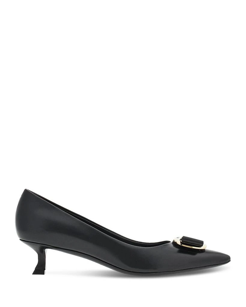 Salvatore Ferragamo Women's Zelma Leather Kitten Heel Pumps 2