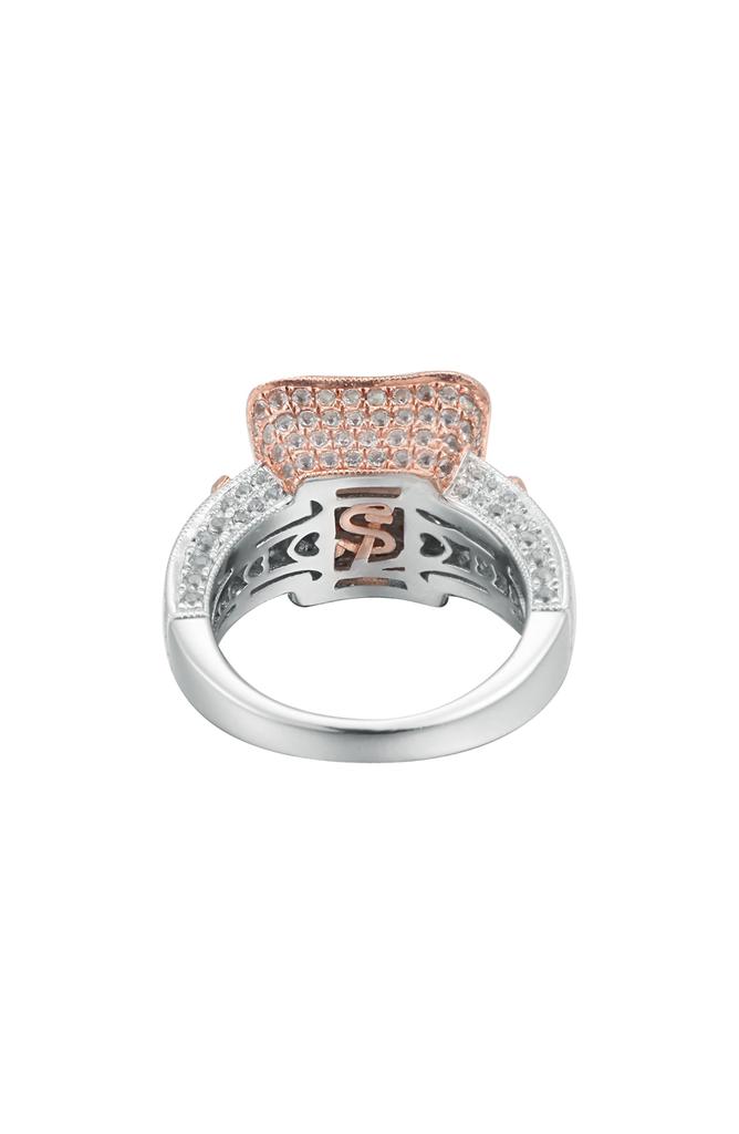 Suzy Levian Green & White Topaz Two-Tone Ring