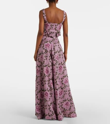 Agua by Agua Bendita Marea Wisteria embroidered linen wide-leg pants 3