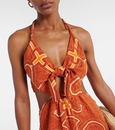 JOHANNA ORTIZ Printed cutout linen maxi dress 4