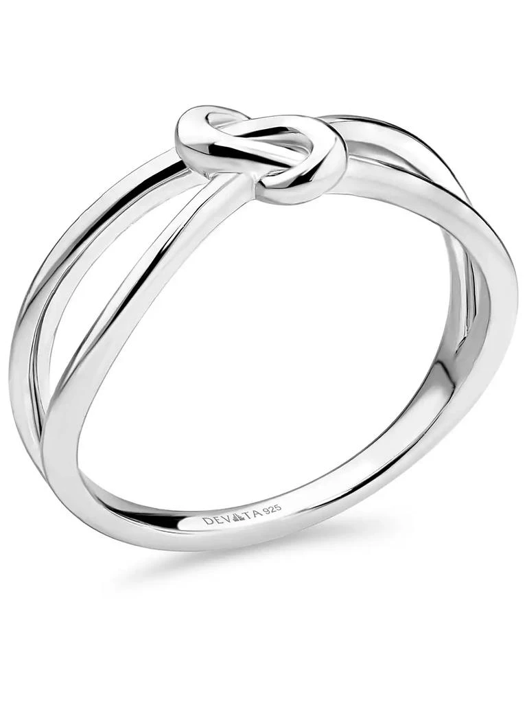 DEVATA Love Knot Ring in Rhodium Plated Sterling Silver, Size 2