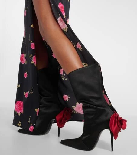 Magda Butrym Floral-appliqué satin sock boots 4