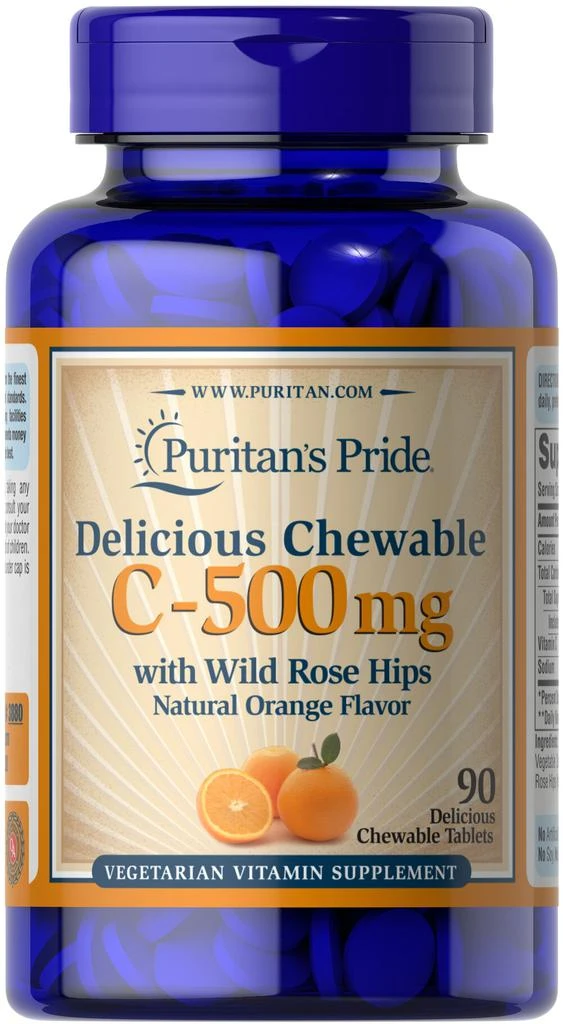 Puritan's Pride Chewable Vitamin C 500 mg with Rose Hips 90 Tablets 1
