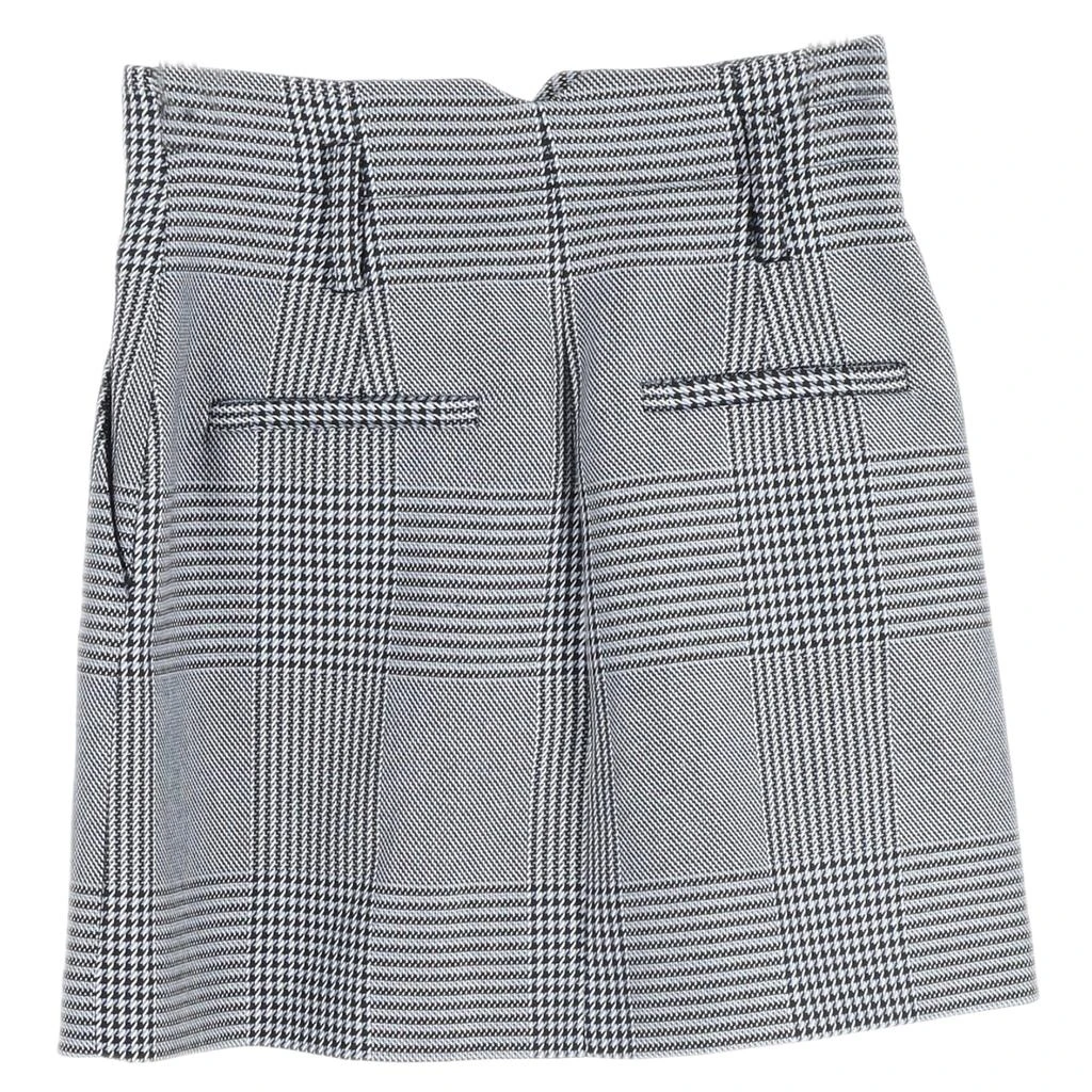Maje Houndstooth Mini Buttoned A-Line Skirt in Grey Wool Tweed 2
