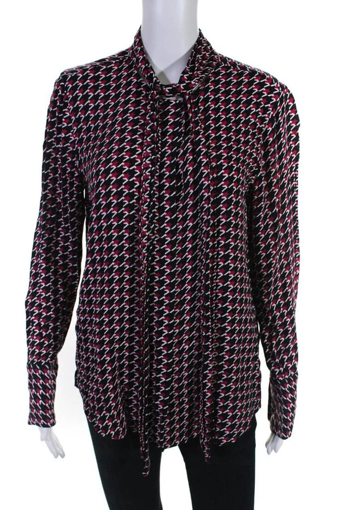 Equipment Equipment Womens Houndstooth Luis Top Black Red Size Medium 11472151 1