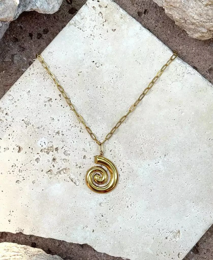 ADORNIA Tarnish Resistant Gold Swirl Paperclip Pendant Necklace 3