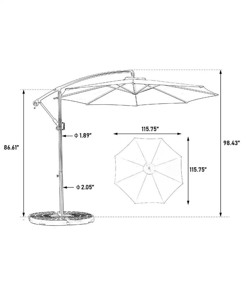 Streamdale Furniture 10ft Solar LED Offset Hanging Market Patio Umbrella ( Dark green ) 3