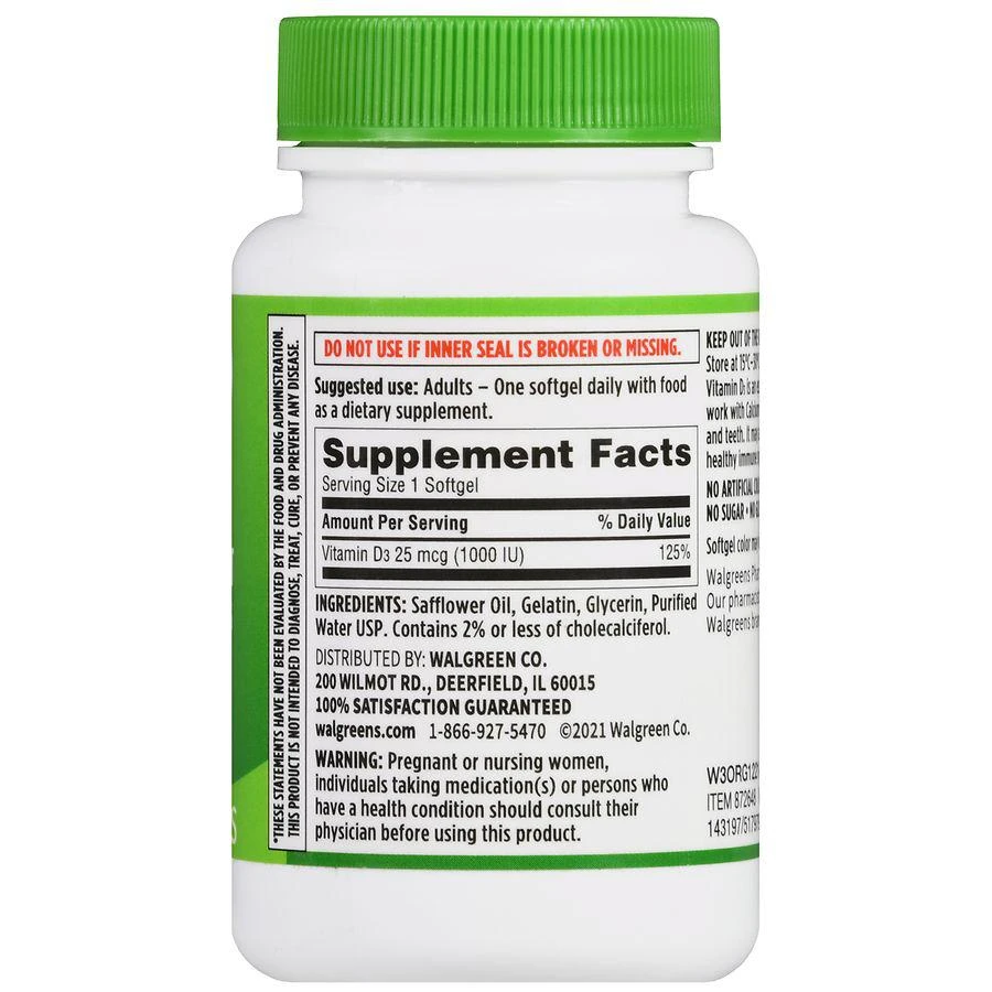 Walgreens Vitamin D3 25 mcg Softgels (100 days) 3