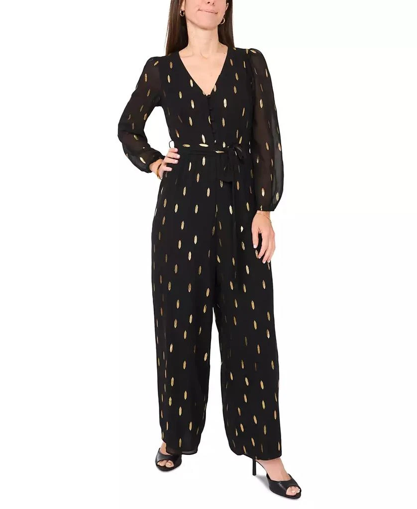 MSK Petite Long-Sleeve V-Neck Chiffon Jumpsuit 1