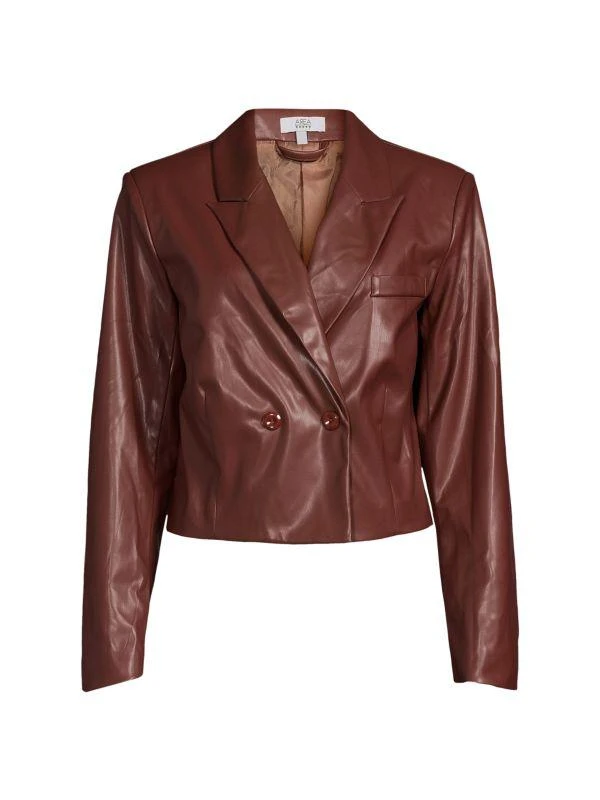 AREA Cropped Faux Leather Jacket 3