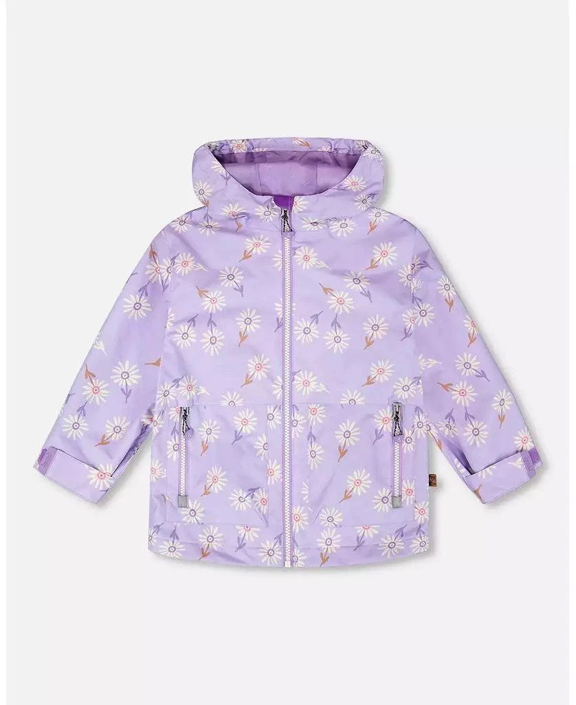 Deux par Deux Big Girls Mid-Season Jacket Purple Daisy Print