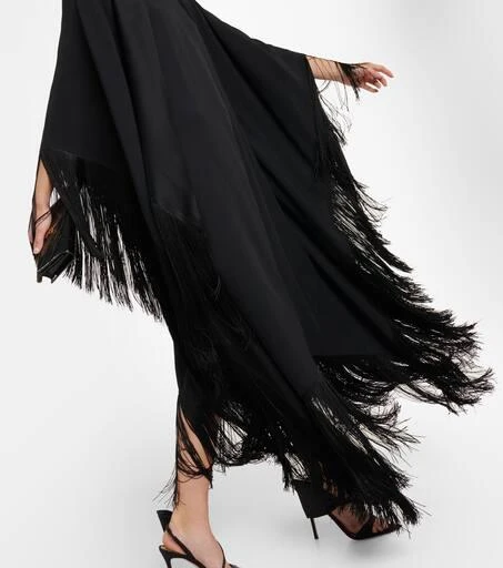 Taller Marmo Mrs. Ross fringe-trimmed crêpe kaftan 5