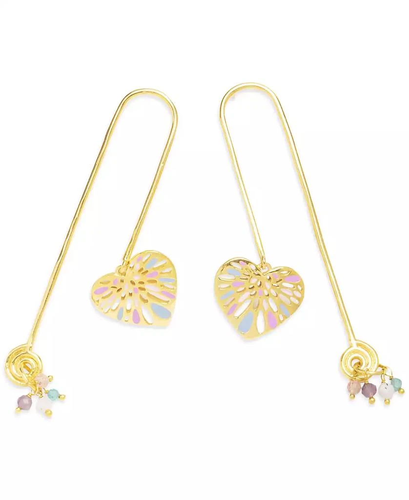 Nectar Nectar New York 18k Gold-Plated Mixed Gemstone Heart Earrings 3