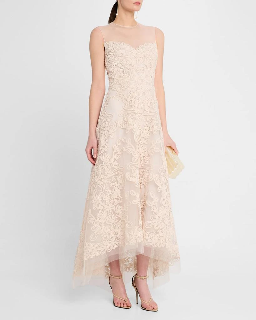 Teri Jon Macrame-Embroidered Illusion Maxi Dress - Dresses & Skirts - Free  Shipping