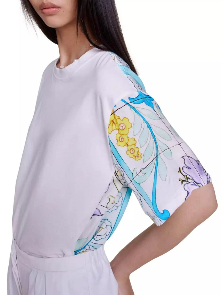 Maje Dual-Material Print T-Shirt 7