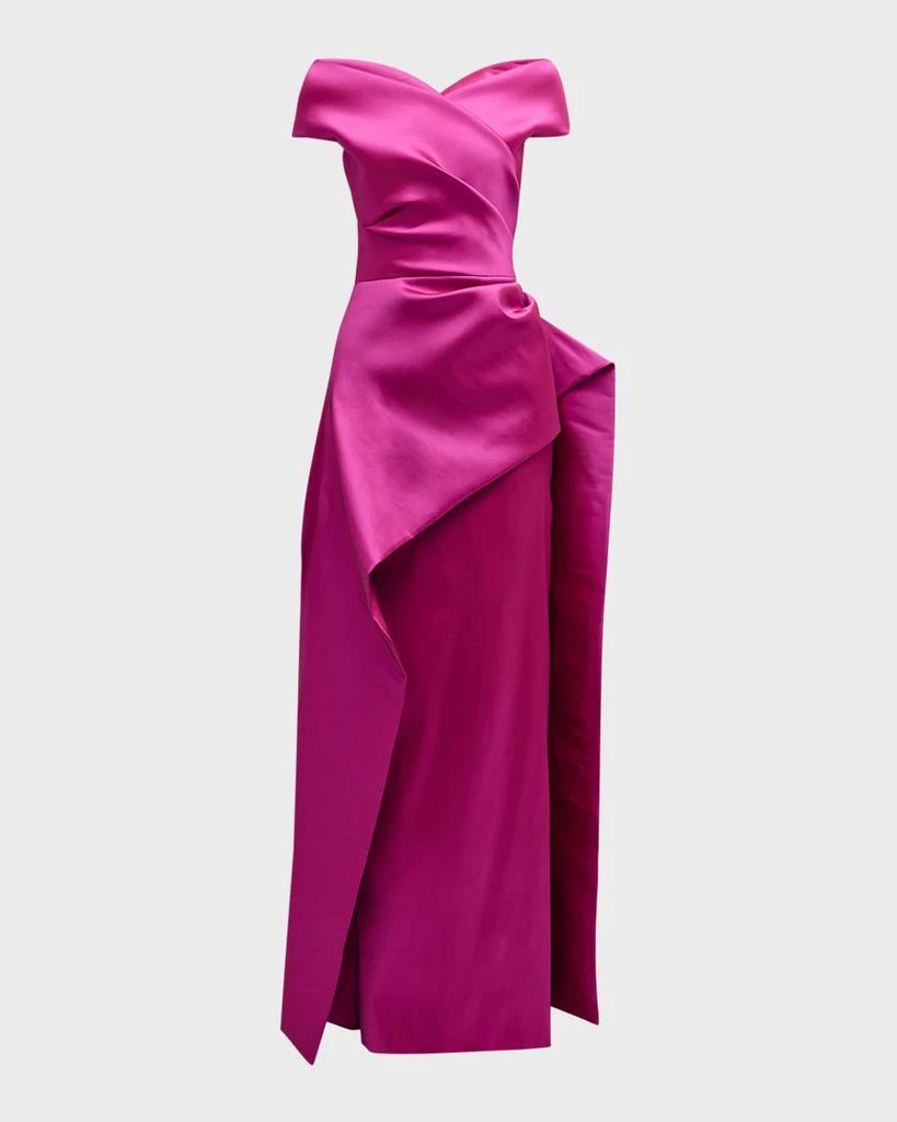 Teri Jon Pleated Off-Shoulder Peplum Gown - Dresses & Skirts - Free  Shipping