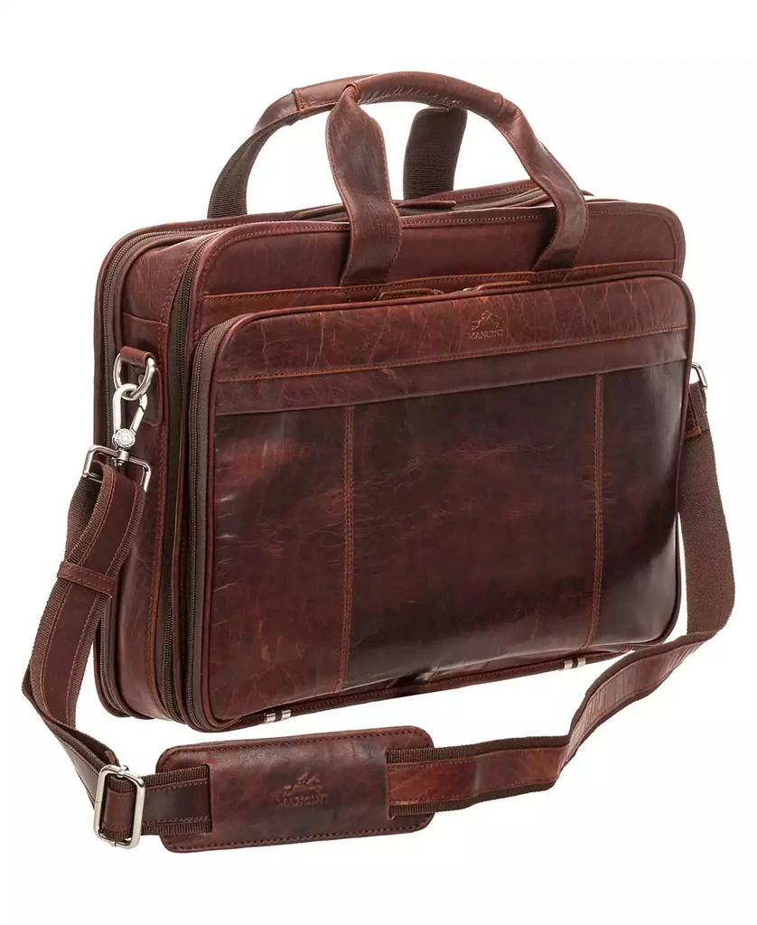 Mancini Leather Goods Men's Buffalo Double Compartment Top Zipper 15.6" Laptop and Tablet Briefcase 5