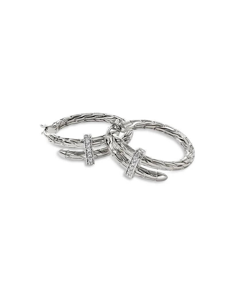 John Hardy Sterling Silver Diamond Spear Small Hoop Earrings 4