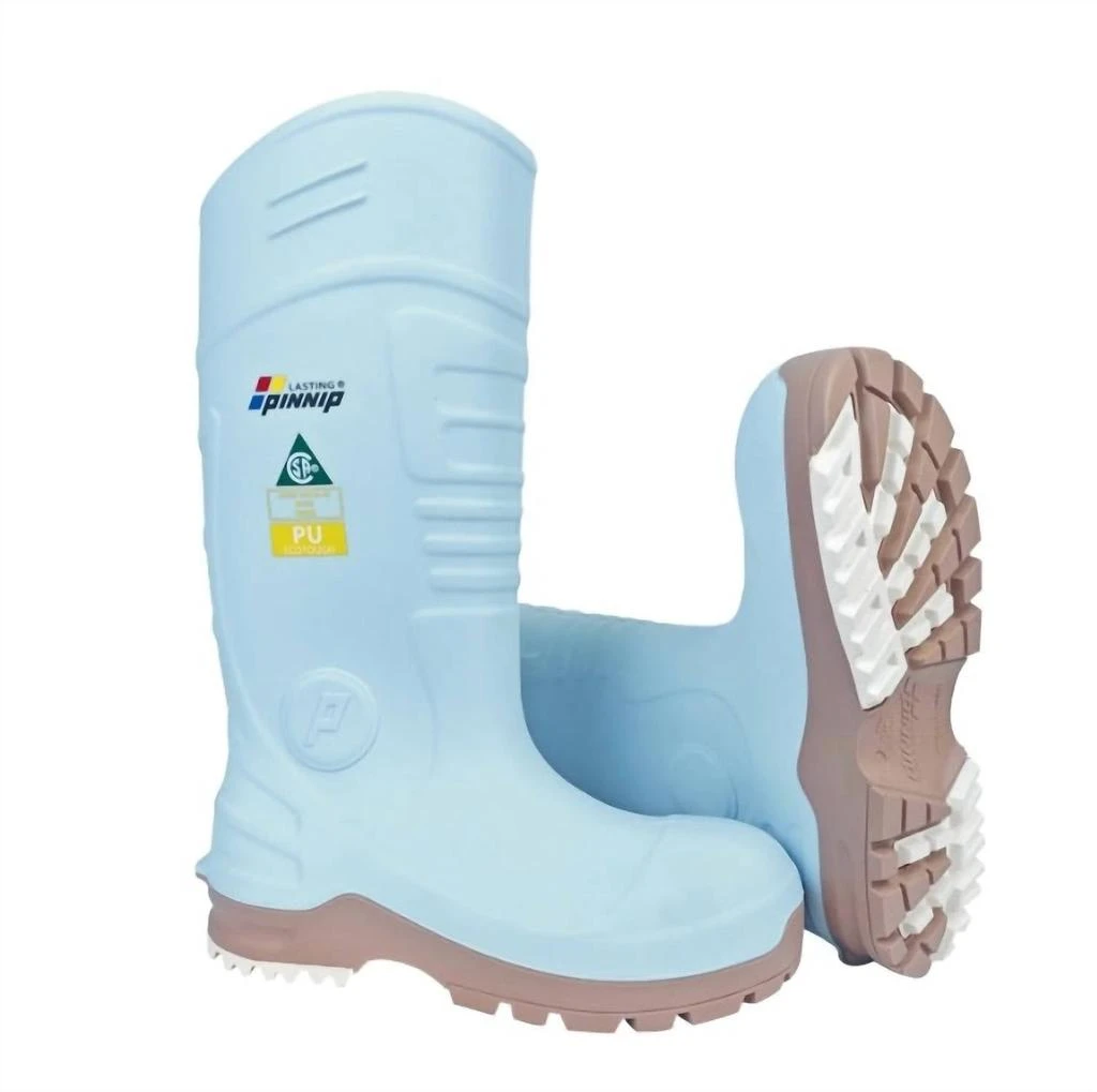 Pinnip Women's Csa Approved Waterproof Pu Steel Toe Rubber Safety Boots In Blue 1