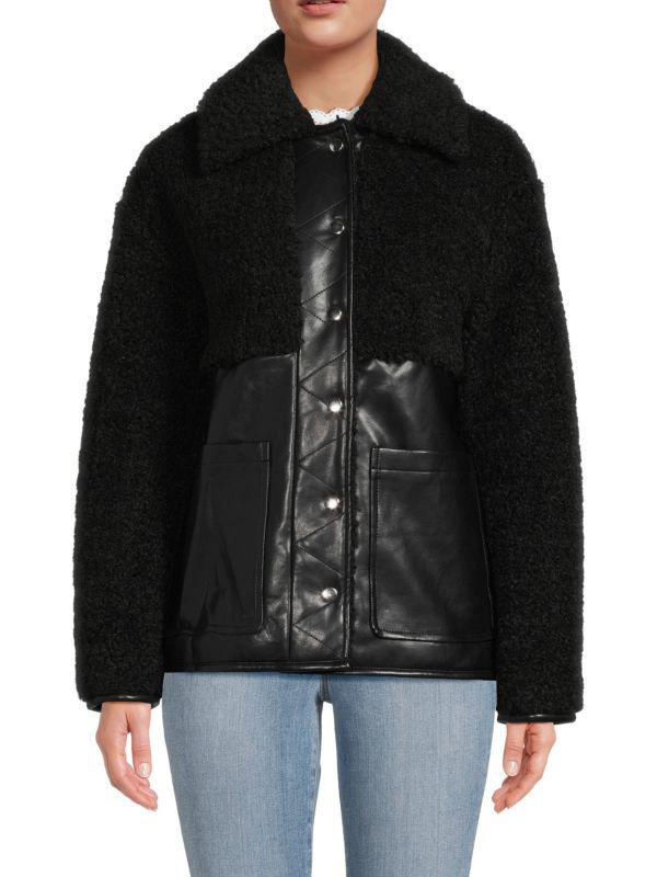 Bagatelle Faux Leather & Faux Fur Jacket