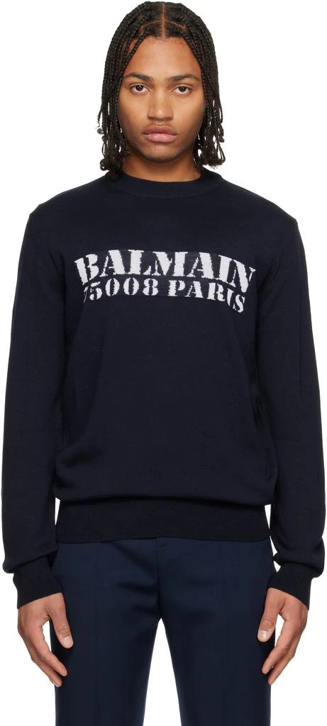 Balmain Black 
Balmain
 Stamp Merino Wool Sweater 1