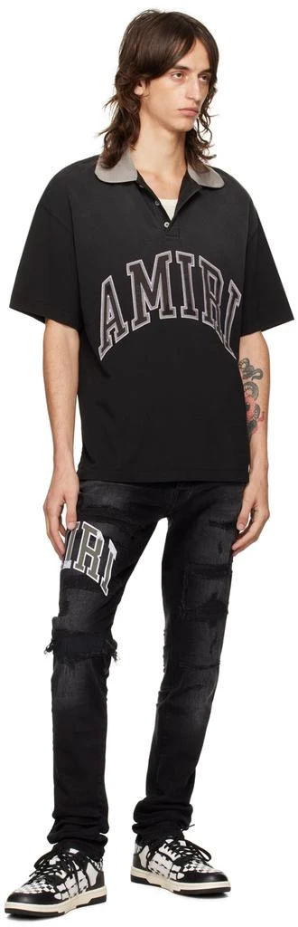 AMIRI Black Varsity Logo Repair Jeans 4