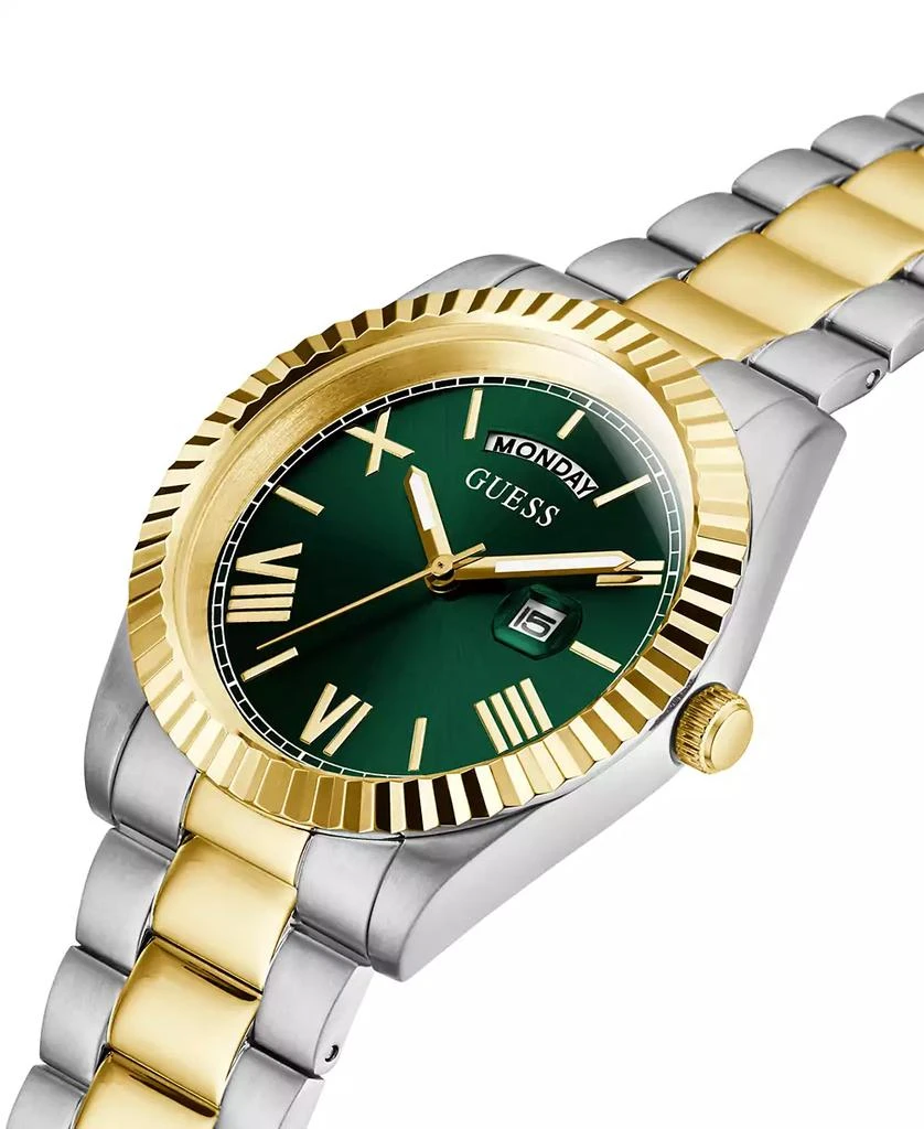 GUESS Men's Two Tone Stainless Steel Bracelet, Day, Date Watch, 42mm 4