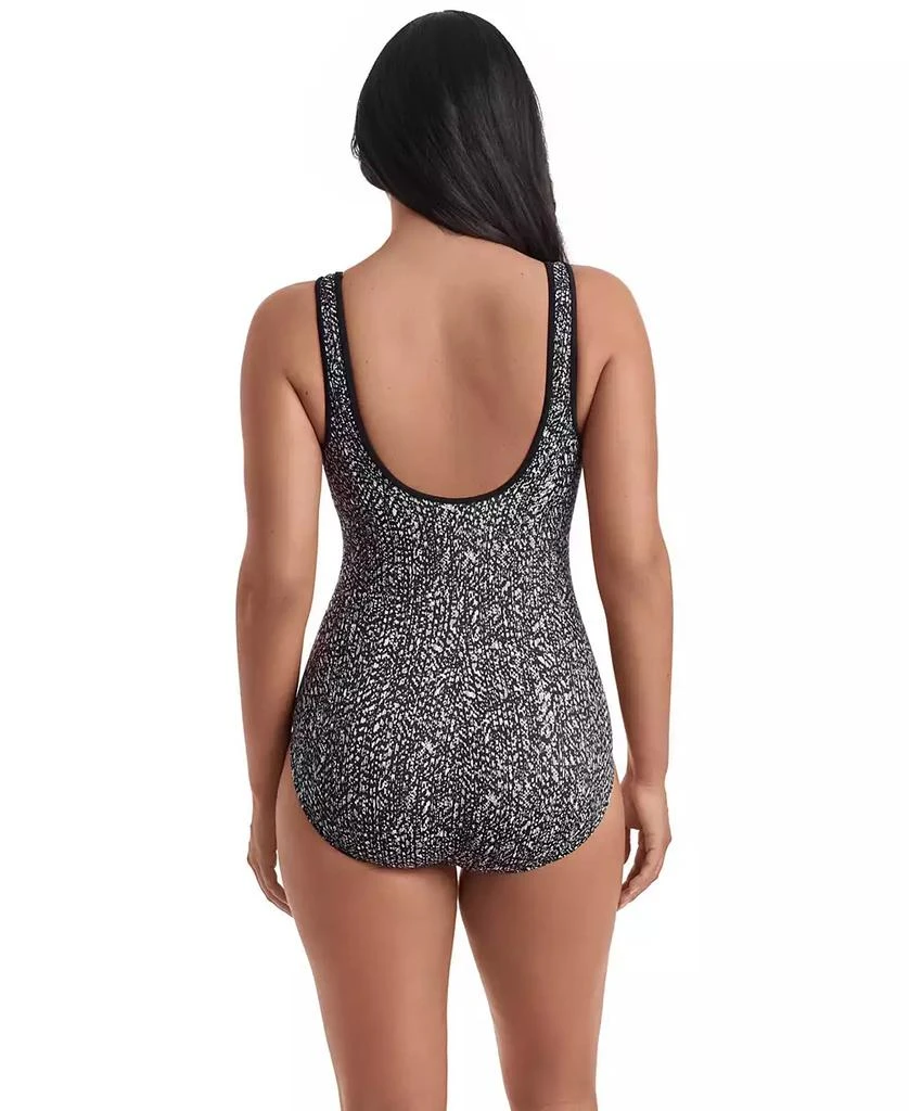 ShapeSolver Women
s Shirred Zipper One-Piece Swimsuit 3