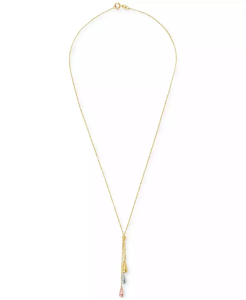 Italian Gold Tri-Gold Lariat Necklace in 14k Gold, White Gold and Rose Gold 4