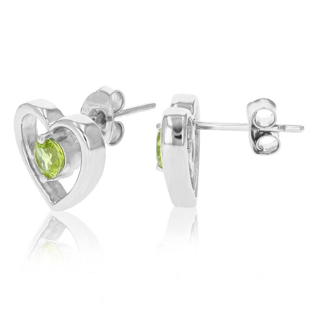 Vir Jewels Sterling Silver Peridot Heart Earrings (1/2 CT)