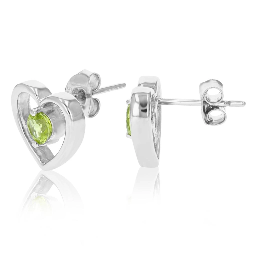 Vir Jewels Sterling Silver Peridot Heart Earrings (1/2 CT) 2