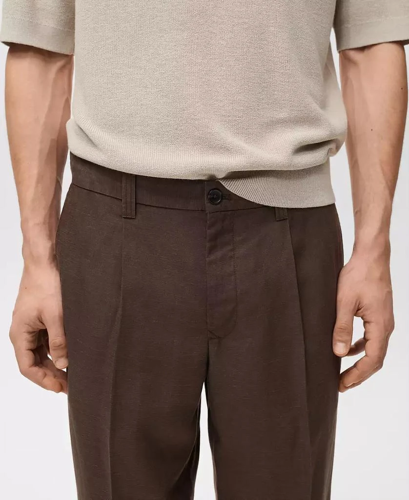 Mango Men's EU Regular-Fit Linen-Blend Pants 3
