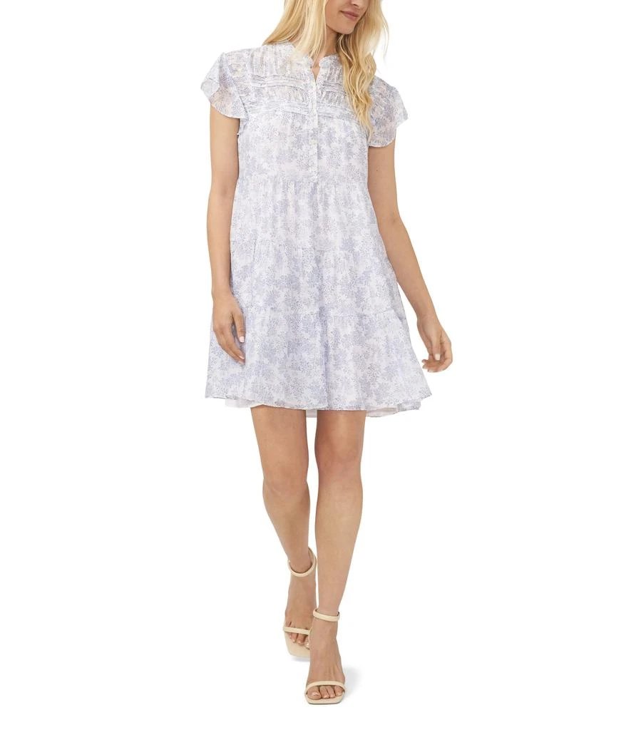 CeCe Flutter Sleeve Yoke Detail Dress 1