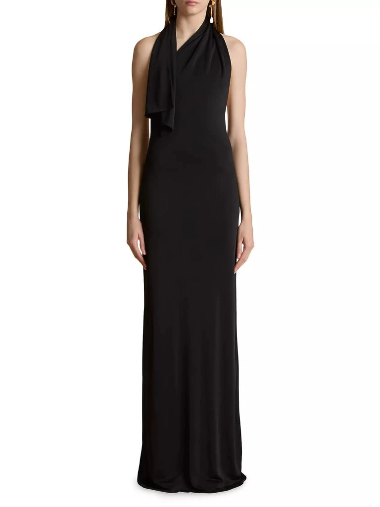 Khaite Roza Draped Halter Gown 3