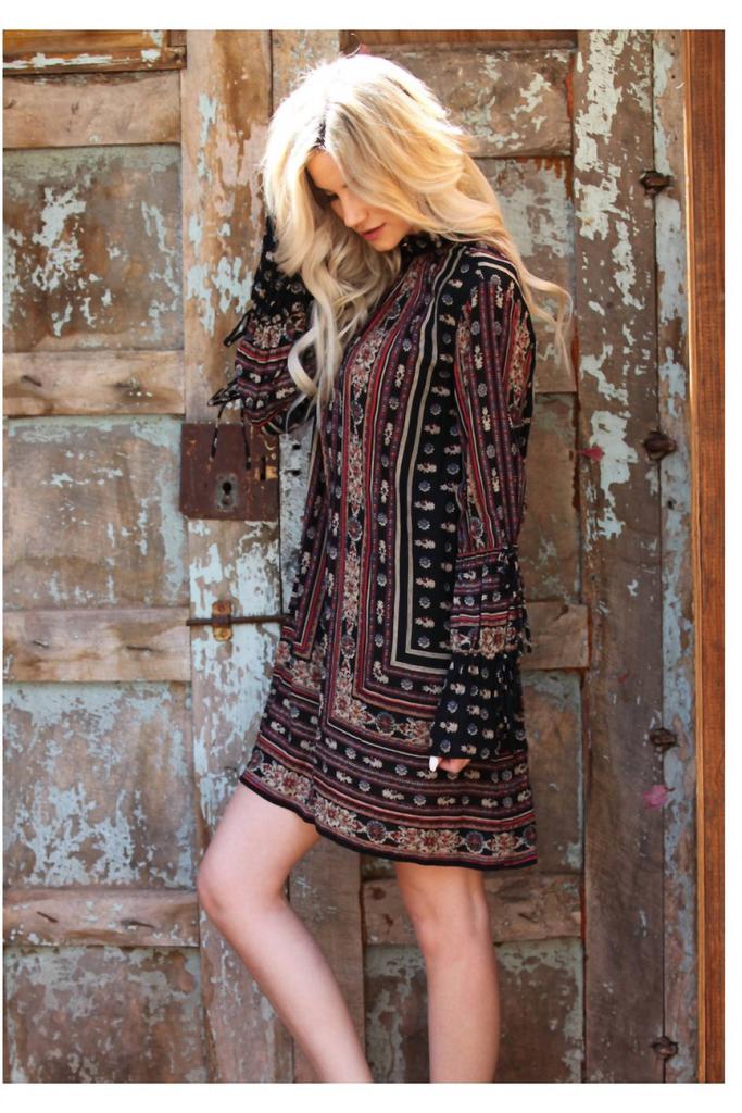 Angie Angie - Double Keyhole Tie Sleeve Dress