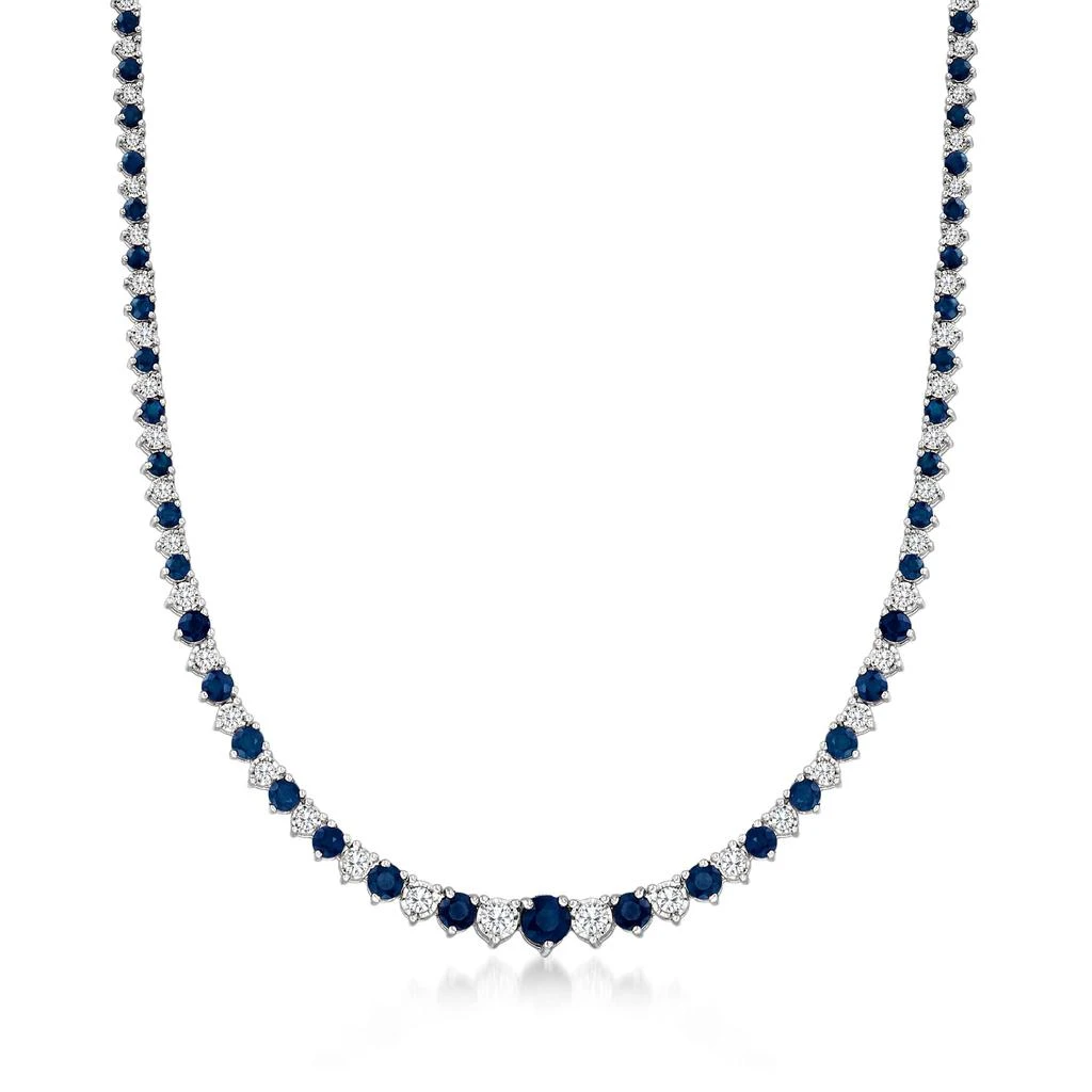 Ross-Simons Sapphire and Diamond Tennis Necklace in Sterling Silver 1