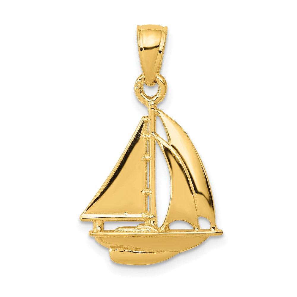 Diamond2Deal 10k Yellow Gold Polished Open-Backed Sailboat Pendant