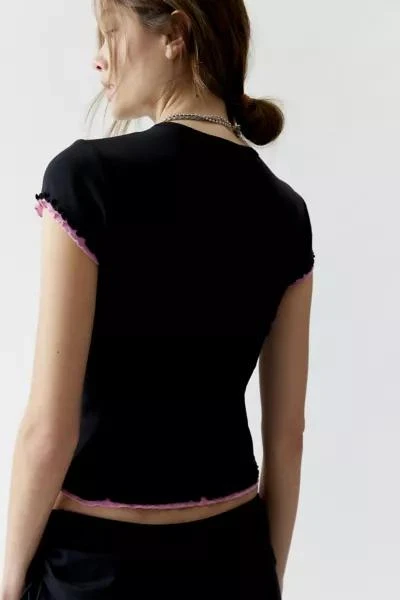 Urban Outfitters Rose Lettuce Edge Baby Tee 3