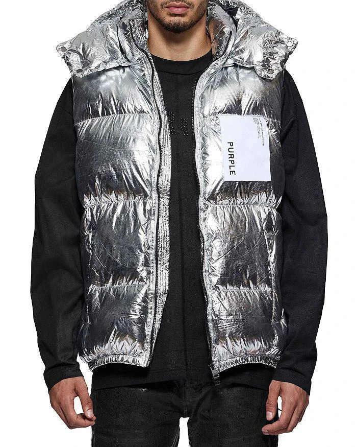 Purple Brand Silver Foil Puffer Vest 1