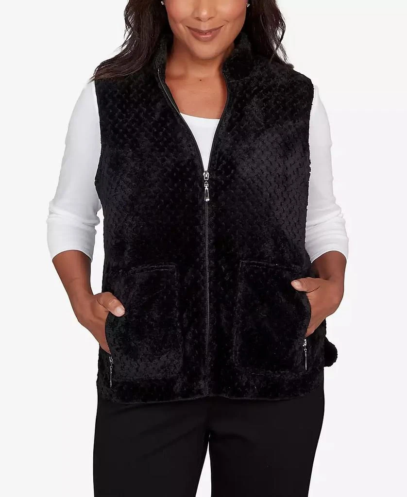 Alfred Dunner Petite Barcelona Plush Fleece Lined Mock Neck Vest