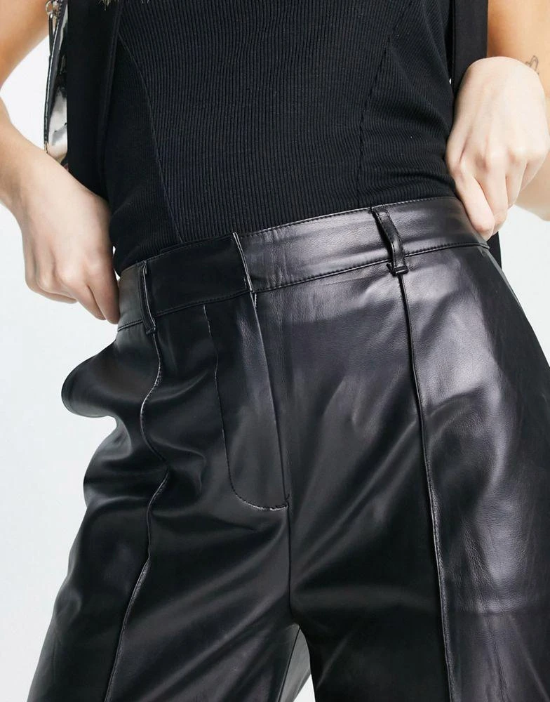 NA-KD NA-KD x Angelica Blick faux leather high waisted trousers in black 2