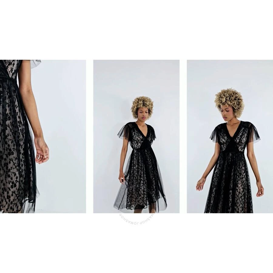 Burberry Burberry Ruffled Hem Embroidered Tulle Dress In Black, Brand Size 4 (US Size 2) 1