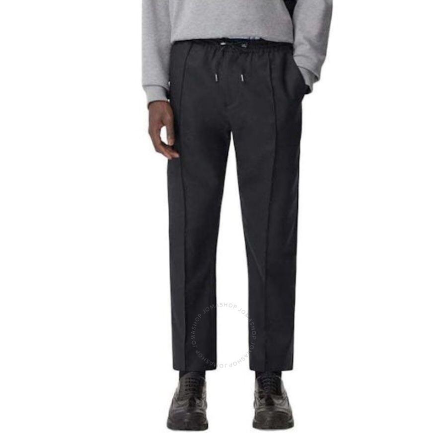 Burberry Monogram Motif Wool Trousers In Dark Charcoal Melange