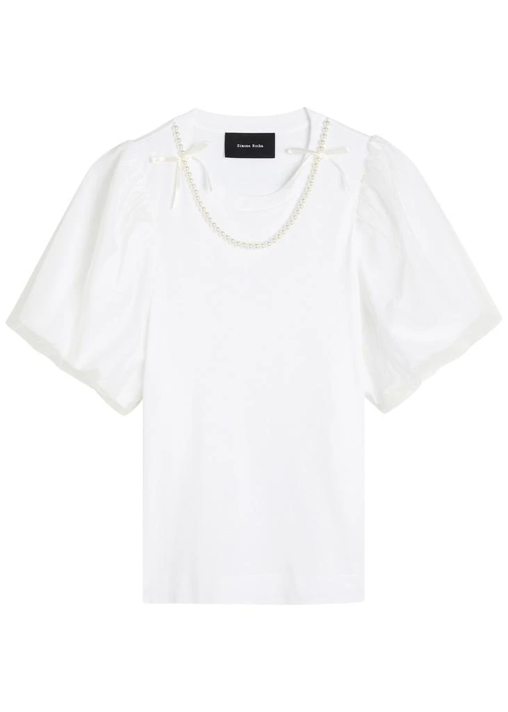 Simone Rocha Tulle Overlay Puff Sleeve cotton T-shirt 1