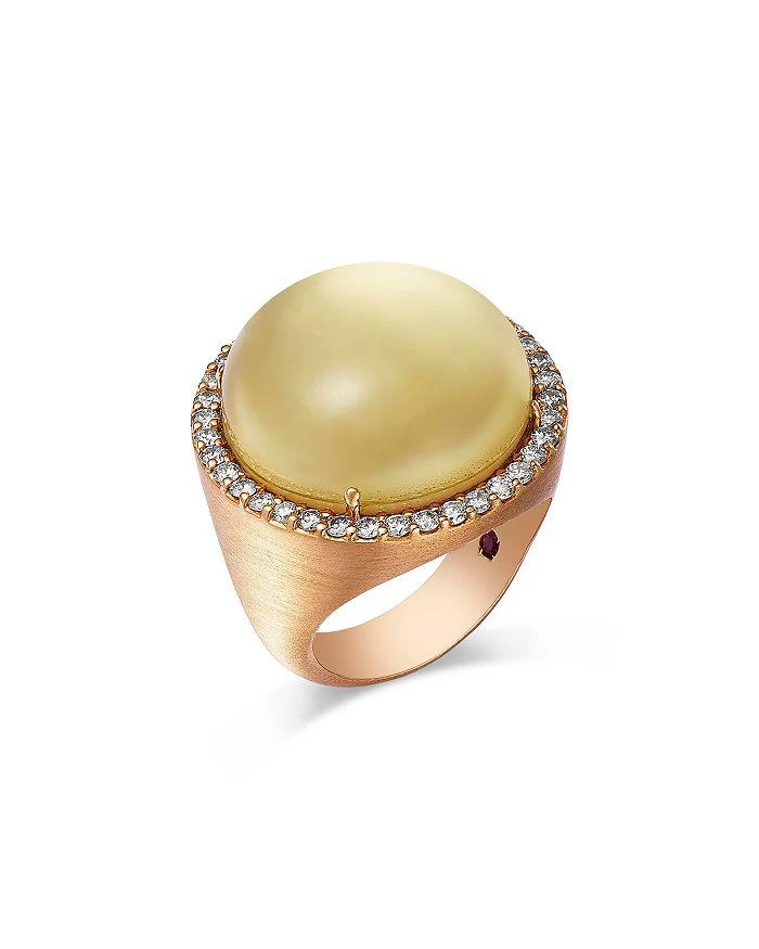 Roberto Coin 18K Yellow Gold Cocktail Lemon Quartz 
Diamond Halo Ring