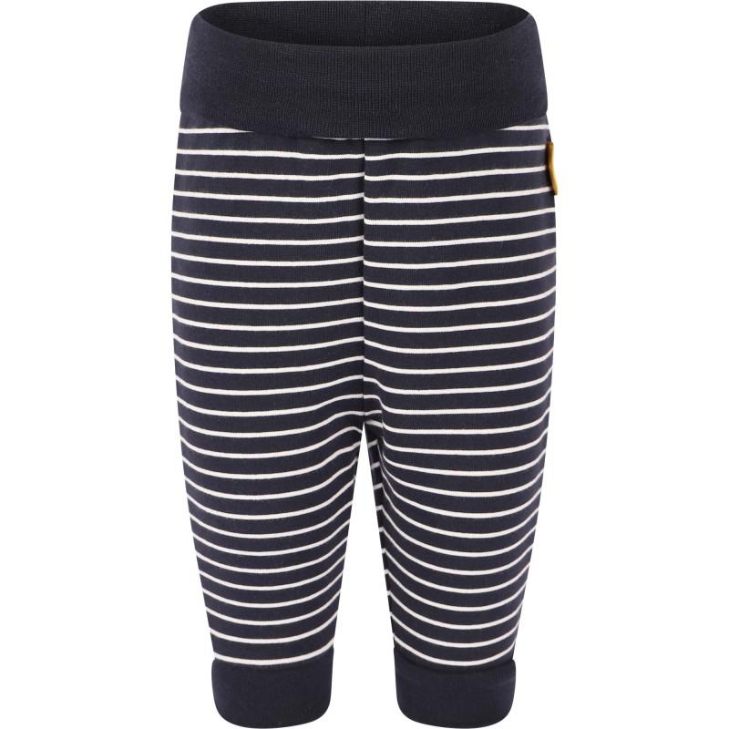 Steiff Logo bear striped baby pants in navy and white